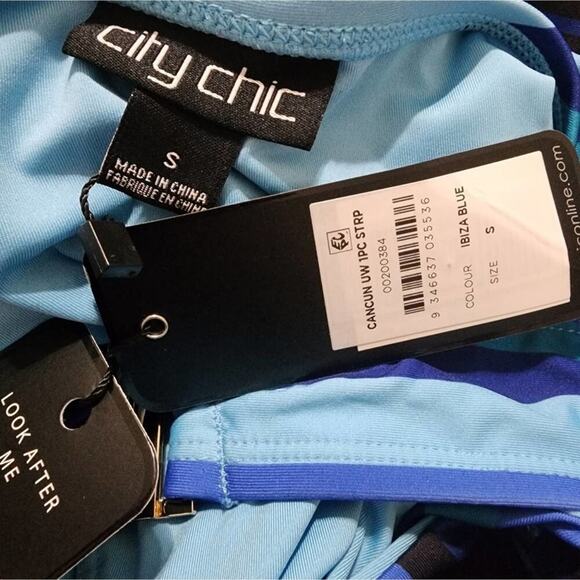 City Chic blow Striped Cancun One Piece halter Swim suit plus size S 16 new!!! - Picture 3 of 9